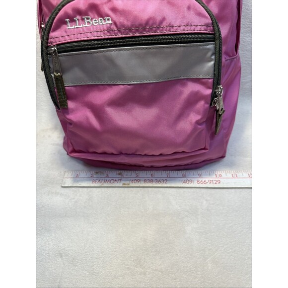 L.L.Bean Kids Backpack Small Pink Reflective Multi Pocket 15”x11” Bag *Emilee - Picture 6 of 8